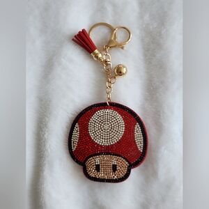 Super Mario Bros Red Mushroom Toad Keychain Bag Charm